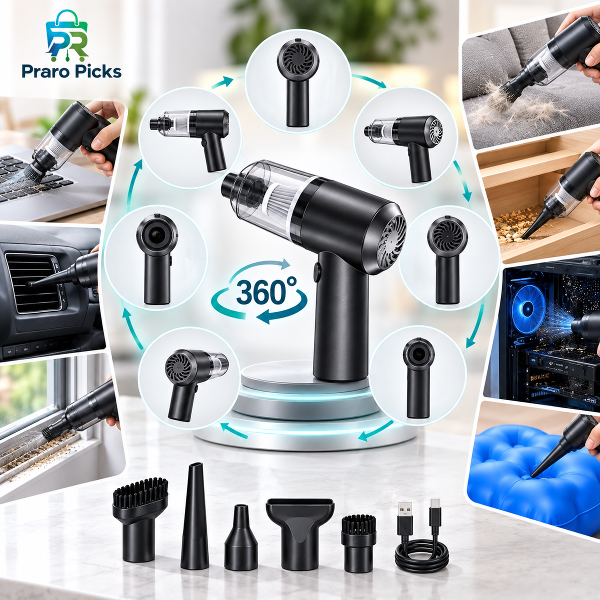 Multifunctional Cordless Air Duster & Cleaner — Portable Dust Blower