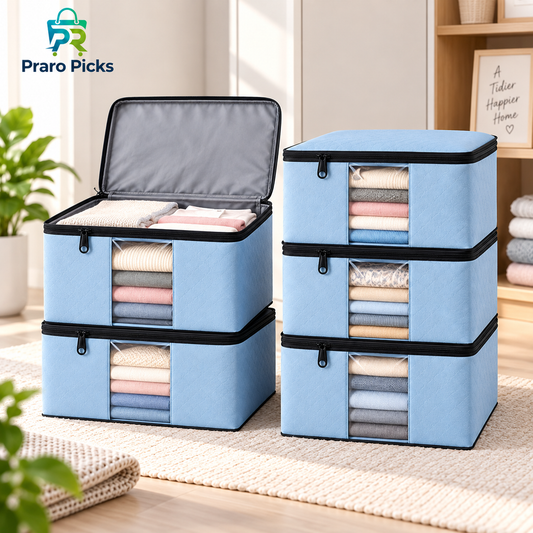 Foldable fabric clothes storage organizer boxes with zipper and transparent window